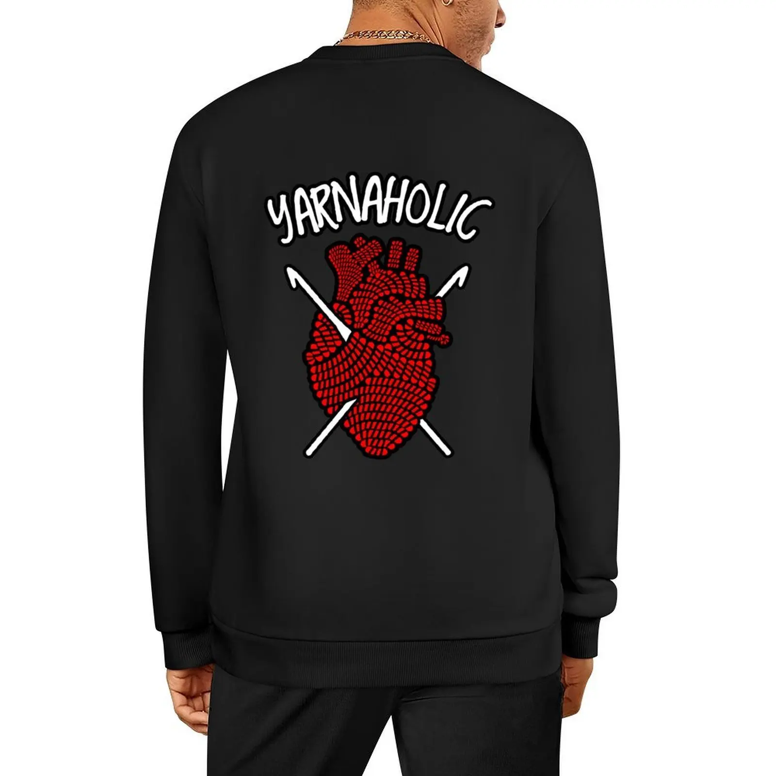 

Yarnaholic Crocheting Lover Crochet Yarn Anatomical Heart Pullover men's sweat-shirt set blouse sweatshirts for men