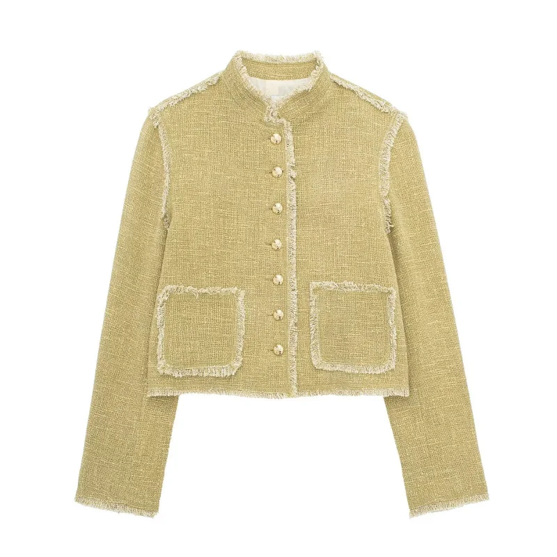 

European and American Women's Fashion 2025 Hot-Selling Spring New Series Textured Frayed Edge Jacket