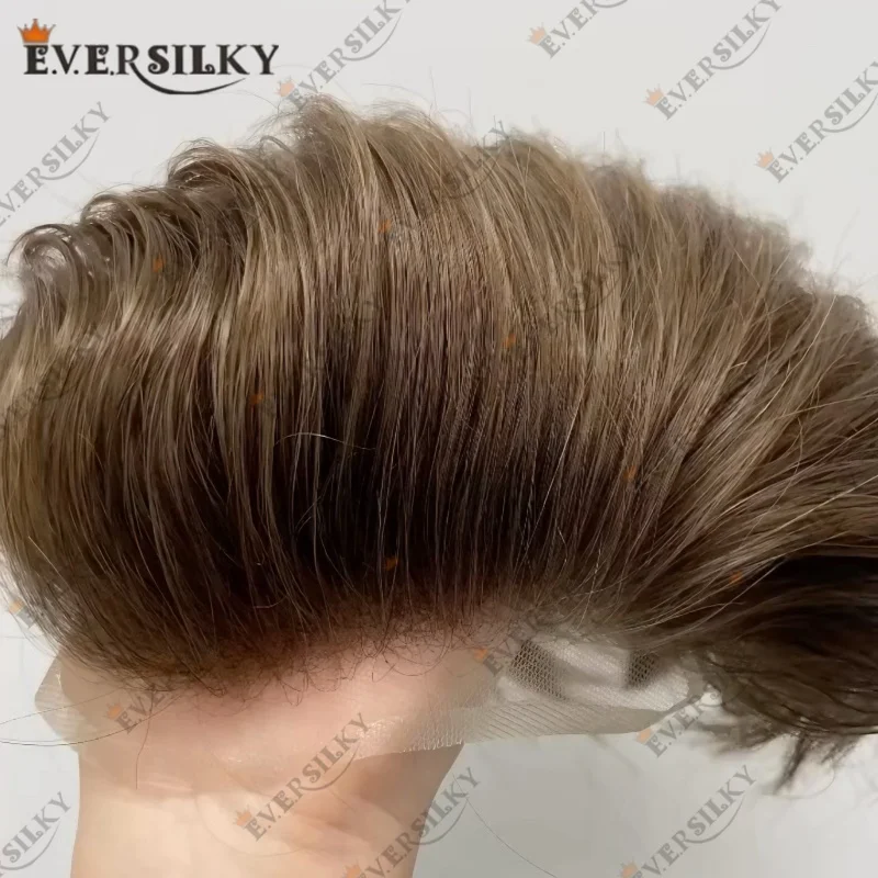 شعر بشري أوروبي غير قابل للاكتشاف 30 مللي متر مجعد 130% كثافة دانتيل سويسري للرجال شعر مستعار متين Q6 بدلة شعري طبيعي خط أمامي #1