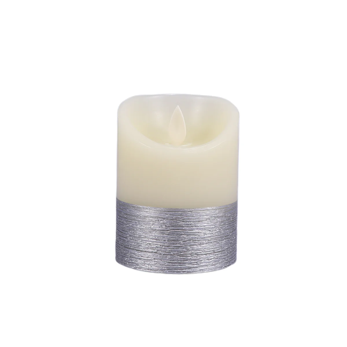 Lampu LED Isi Ulang Perak Doff dengan Remote .5x10cm Lampu Pilar Berkedip Tanpa Api Lampu Malam untuk Pesta