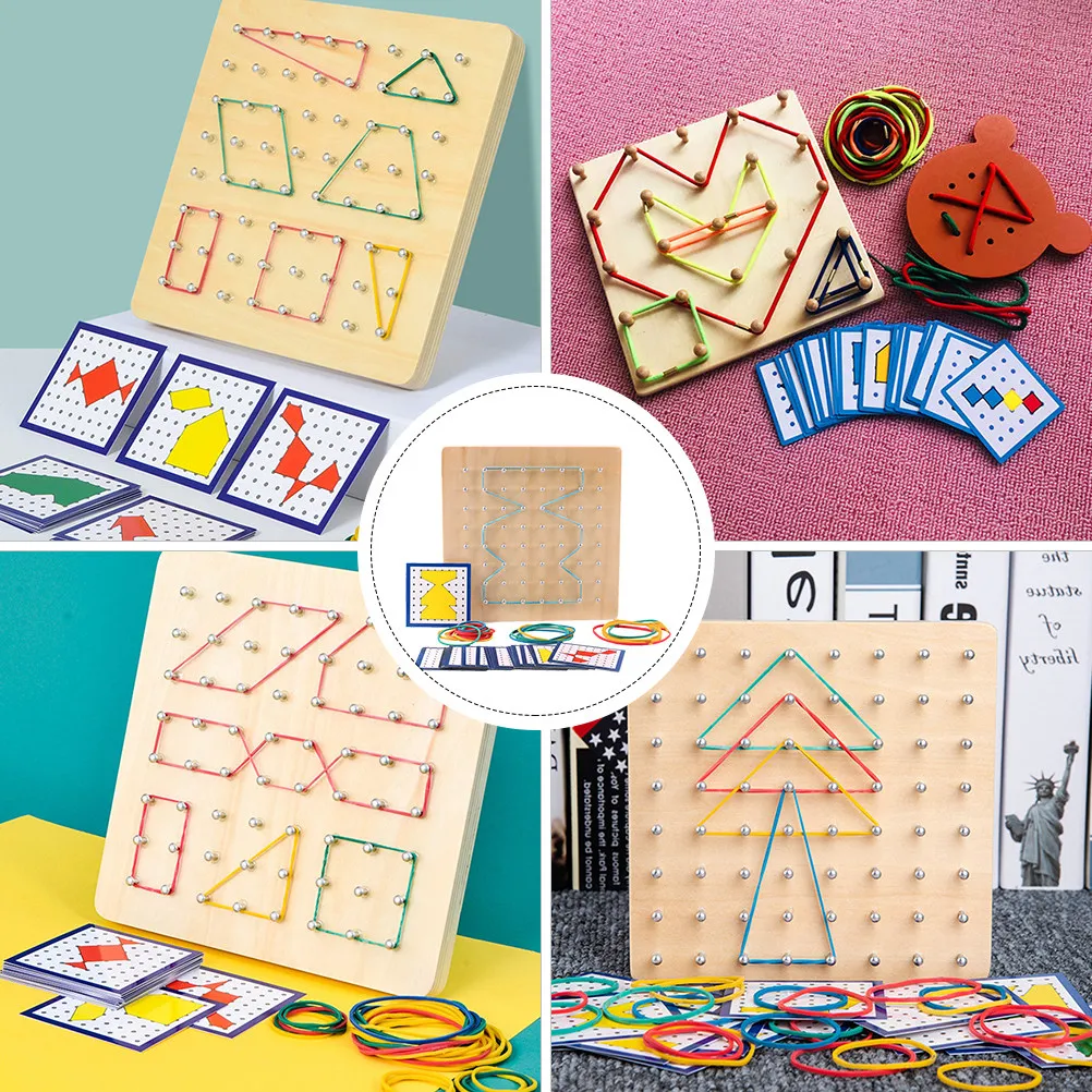 1Set Wooden Nail Board Geoboard Math Learning Tool for Kids Ages 4-12 Spatial Awareness Geometry Practice Counting Area