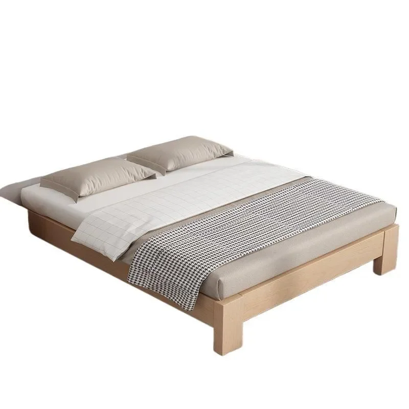 Full beech solid wood double home rental room single economical simple bed