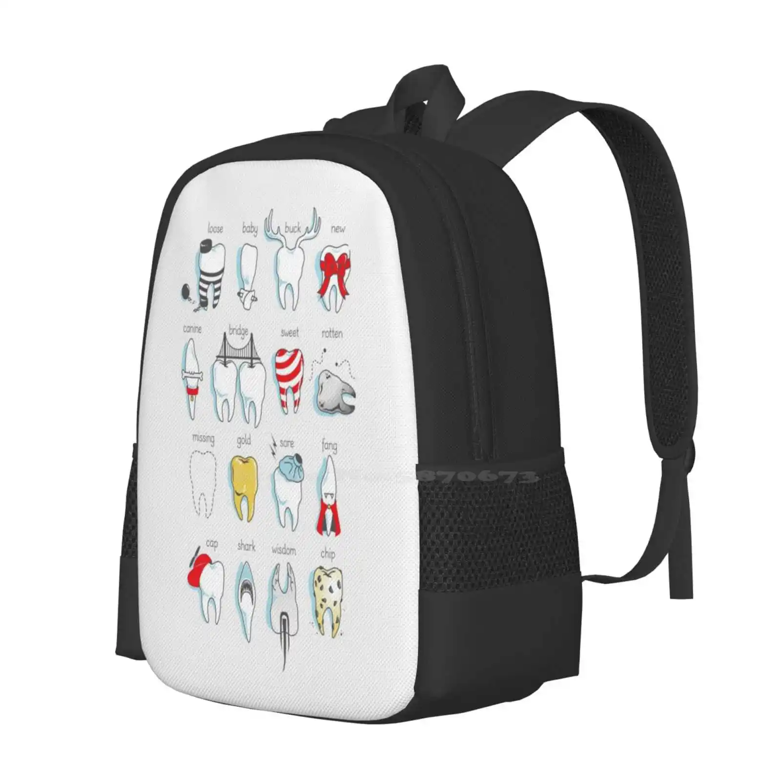 Definitions Pattern Design Bag Student'S Backpack Teeth Tooth Funny Cute Dentist Office Definitions Orthodontist Braces Joke