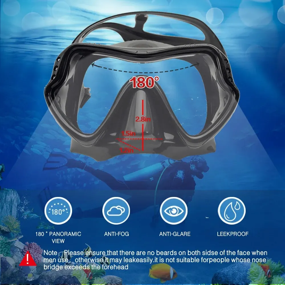 Juego de tubos de respiración de espejo de buceo para hombres y mujeres, nuevo marco grande de adulto, espejo facial de silicona, natación, colección de AliExpress