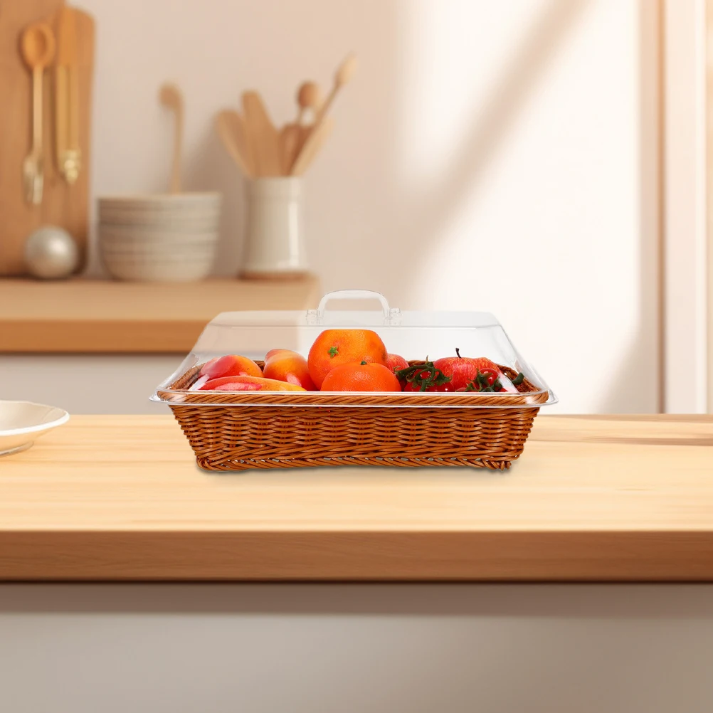 

Rattan Storage Handwoven Woven For Kitchen Picnic Bread Fruit Vegetable Serving Outdoor Camping Organizer Large Capacity Food