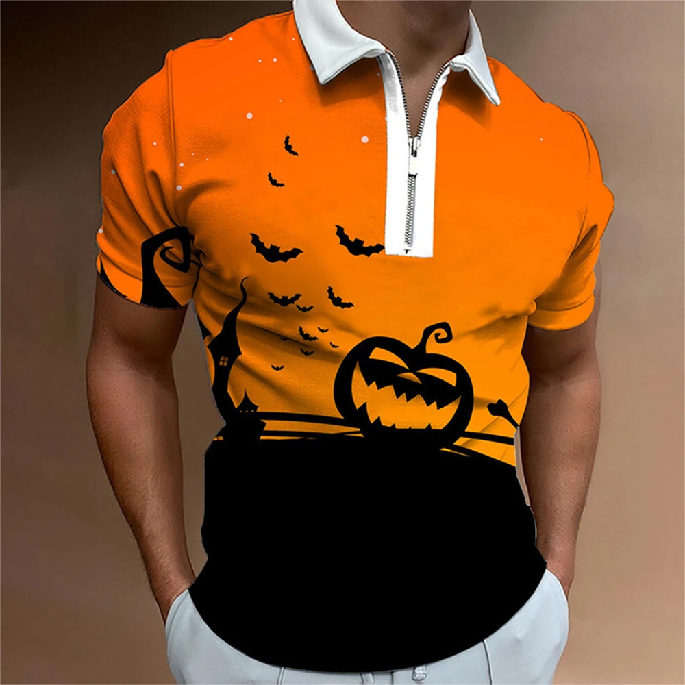 

New Summer Personalized Boutique Fashion Halloween 3D Printed T-Shirt for Men and Women with the Same Breathable Polo Shirt Tops