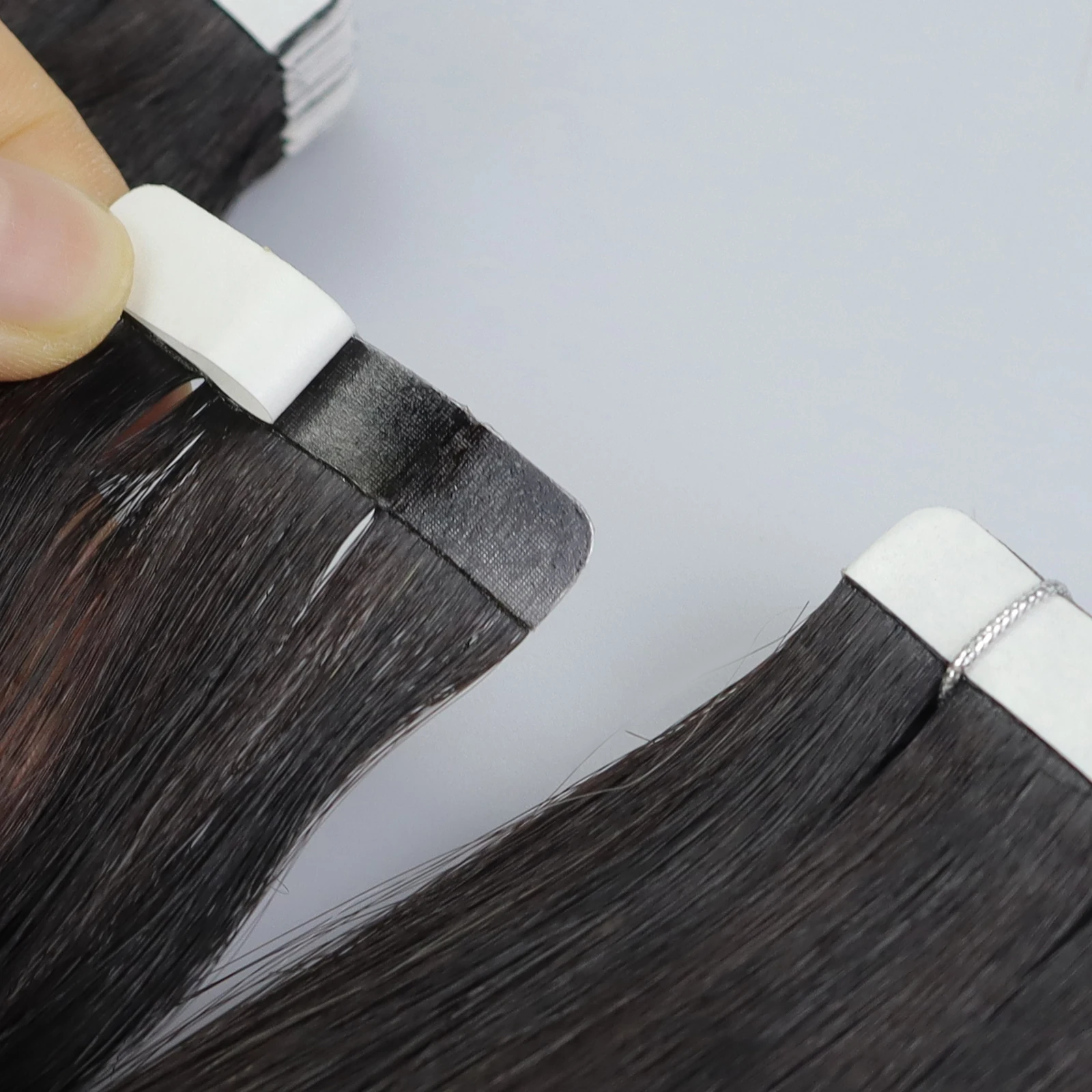 Moresoo Human Hair Extensions Tape in Invisible Balayage Hair Extensions 50G Machine Remy Straight Tape in Natural Straight Hair