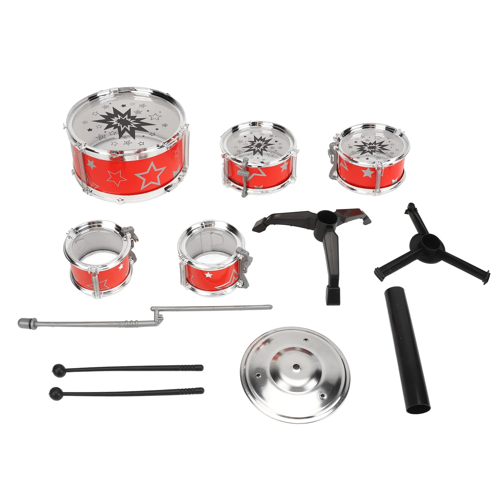 Toddler Jazz Drum Kit Hand Eye Coordination High Safety Sturdy ABS Easy Assembly Kids Drum Set for Family Education Red
