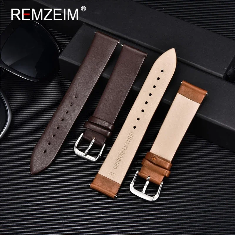 14mm 16mm 18mm 20mm 22mm Genuine Leather Thin Smooth Watch Strap Cowhide Watch Band Belt for DW Watches Galaxy Watch Gear s3