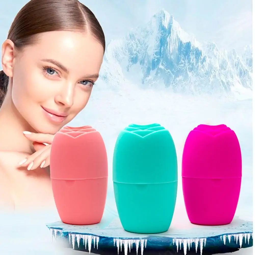 Masajeador de cubitos de hielo de silicona, rodillo de hielo Facial, molde reutilizable para el cuidado de la belleza, Reduce el Lifting Facial, herramienta para el contorno de la piel del acné C E4J3