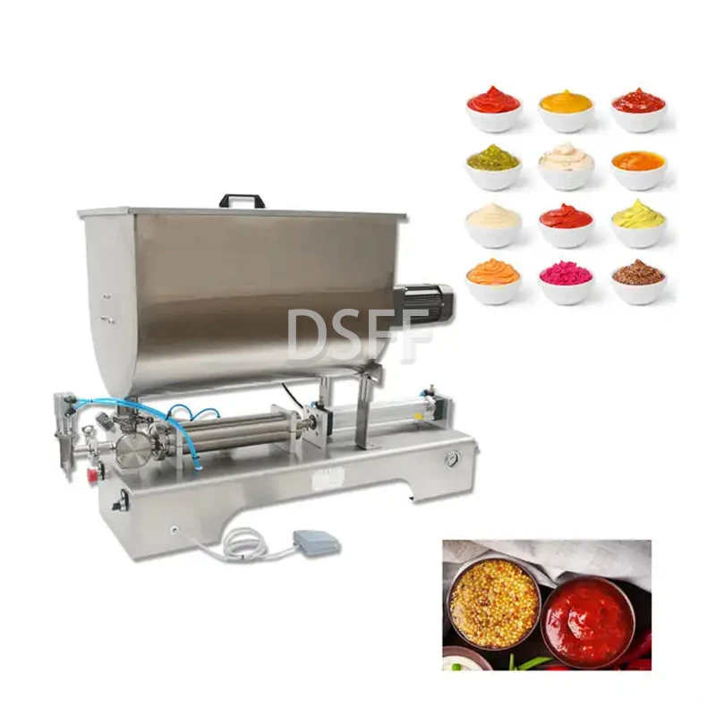 Paste Filling Machine With U-Shaped Heating Stirrer, Large Hopper, Cosmetics, Beef Sauce, Chili Pepper Packaging Machine