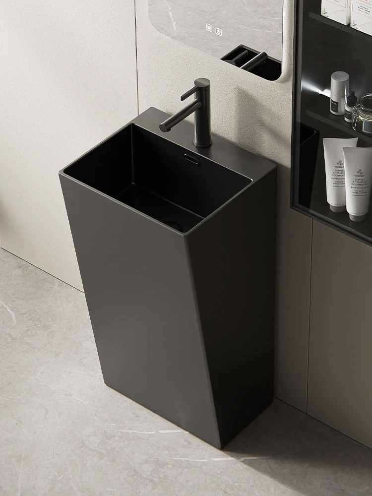 Gun gray column basin ceramic integrated floor-standing washbasin column balcony washbasin bathroom