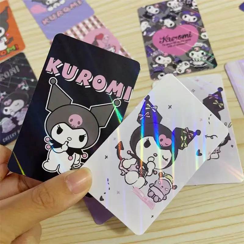 Sanrio Kurome Laser Photo Card Peripheral High Definition Exquisite Iomo Animation Flash Card Bookmark Double-sided Card