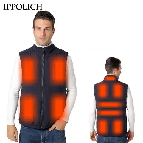 Winter Men's Heating Waistcoat 11 Zones USB Charging Heated Vests Anti-Cold Warm Outdoor Skiing Hiking Fishing Camping Vests
