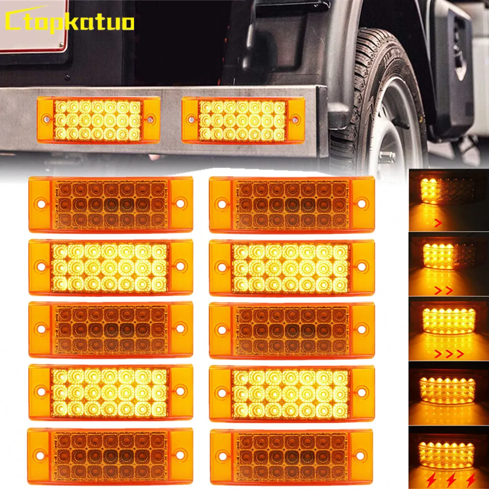 10PCS Truck Flash Side Marker Lights 21LED Flowing Strobe LED Tail Light 12V 24V Turn Signal Indicator Brake Lamp for Trailer
