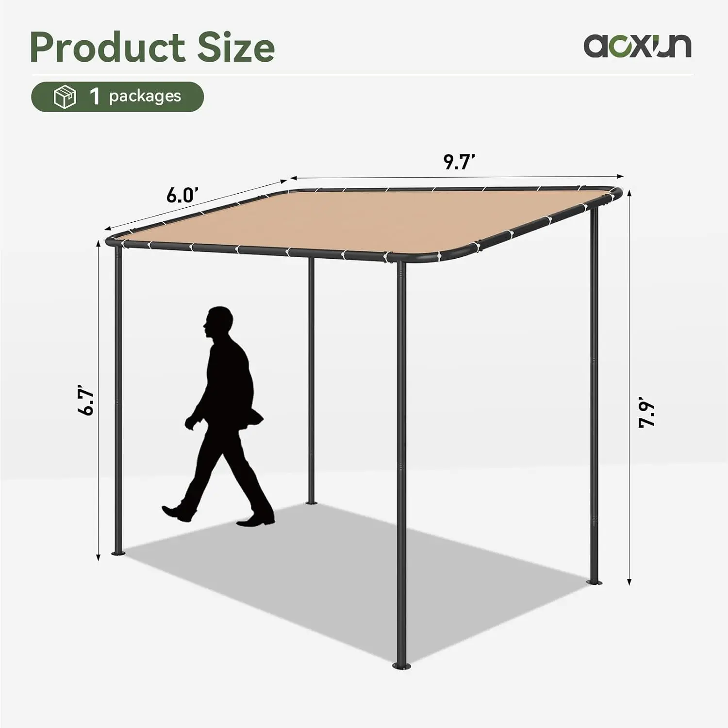 Water-resistant & UV-protected canopy. Sloped roof awning ideal for backyard, deck. Easy wall-mounted installation, Customized