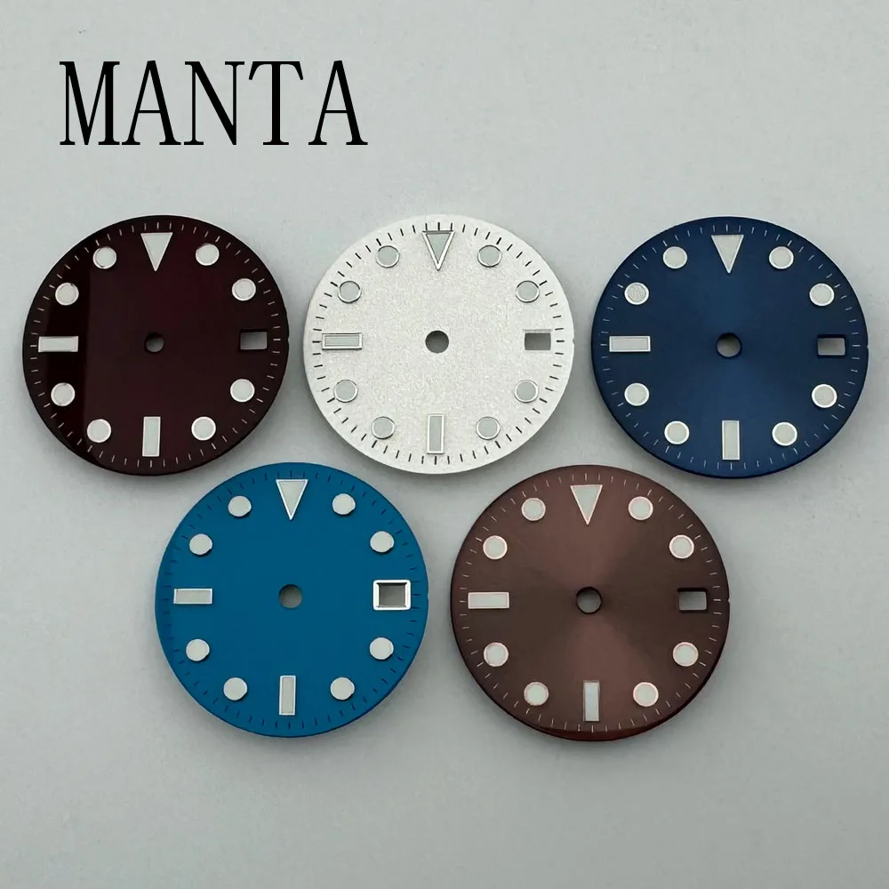 MANTA 28.5mm Sterile Enamel Dial Watch Parts Fit NH35 Movement Red Brown Blue White