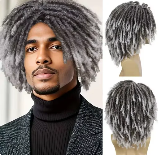 Perruque Dreadlock Synthétique Courte pour Hommes, Faux Locs Rasta, Perruques Afro Bob Ombre Marron, Faux Cheveux Torsadés, Perruques Tresses Naturelles, 14 Amaran