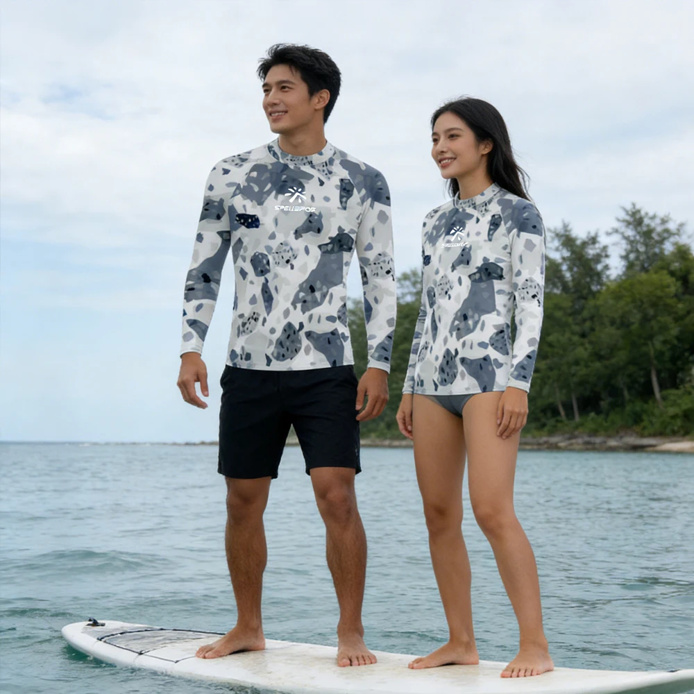 Swimwear 2026 Women's and Men's Long Sleeve Rash Guard Swimming Clothing Swimsuit Beach Wear Sleeve Top for Water Spots Tour
