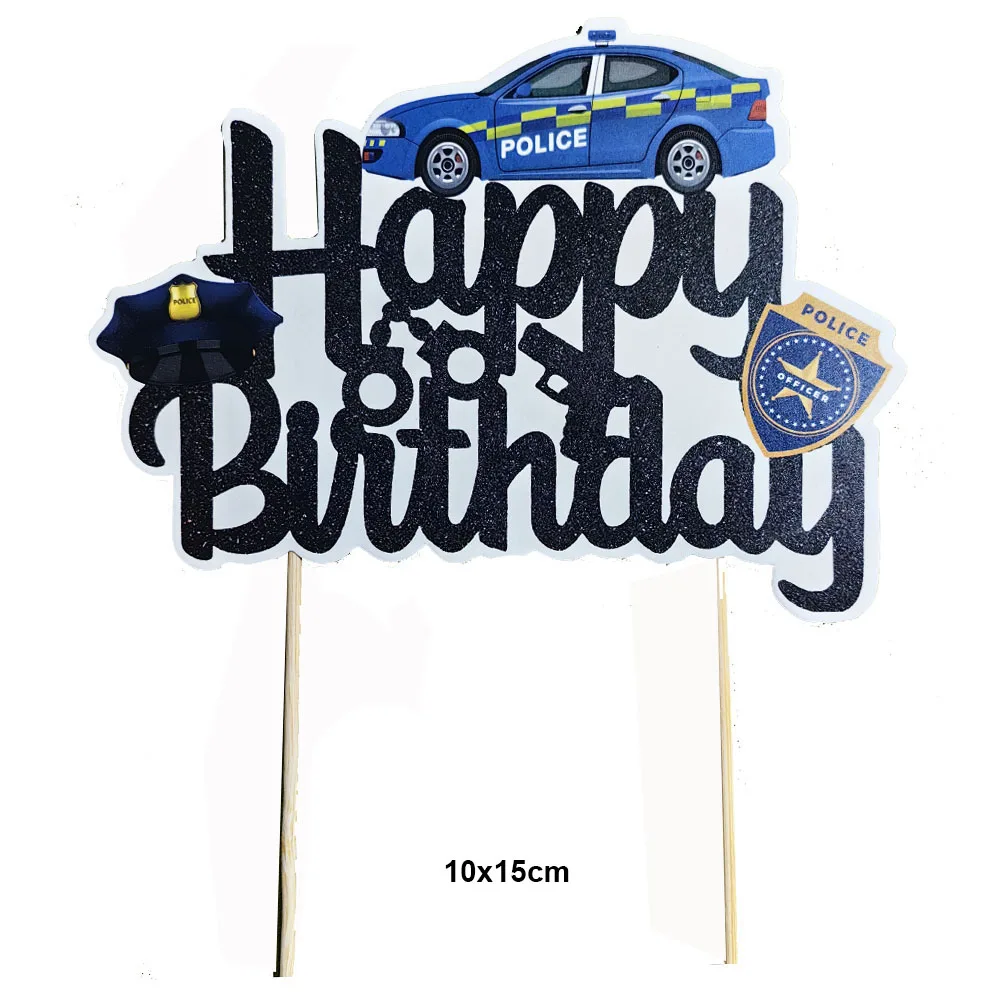 Police Party Supplies Decorations Banner Cake Topper Police Officer And Car Theme 5th Birthday Balloon Set Kids Party Supplies