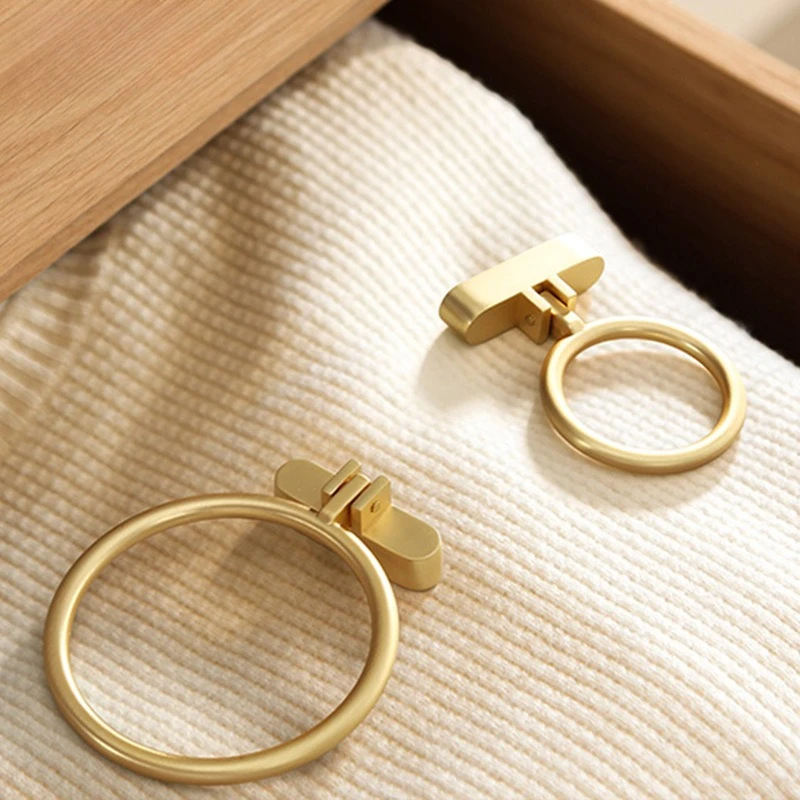 Modern Minimalist Ring Cabinet Door Pulls Golden Drawer Pendant Handles Zinc Alloy Kitchen and Wardrobe Pulls Furniture Hardware