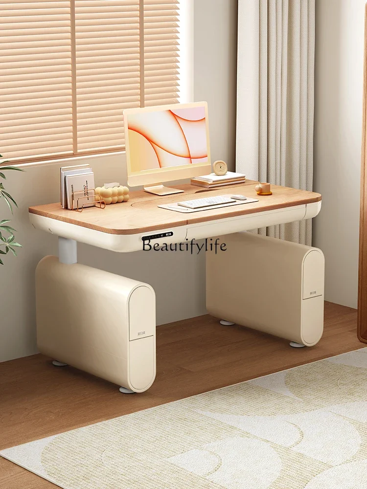 01Intelligent Electric Lifting Table Office Computer Solid Wood Study Table