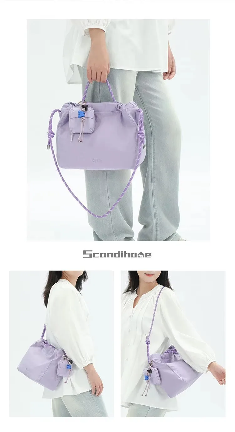 Große Kapazität, Kordelzug-Tragetasche, 9,5 l, leichte Nylon-Handtasche, wasserdichte Damen-Umhängetasche, mehrwegige Umhängetasche – Detail 14