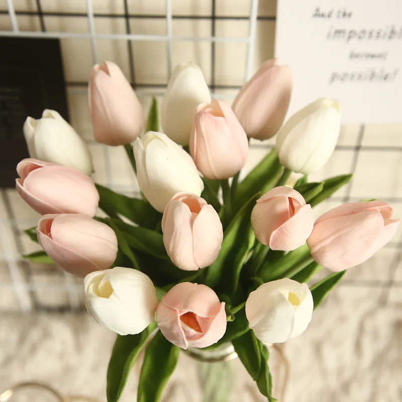 10Pcs Real Touch Tulip Flowers Artificial PE Foam Tulip Bouquet Wedding Home Garden Decoration Fake Flower Festival Party Gifts