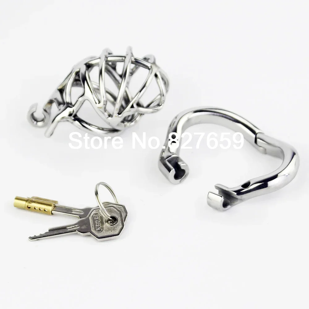 Stainless Steel Stealth Lock Male Chastity Device Adult Cock Cage With Curve Cock Ring Penis Lock Sex Toys Men Chastity Belt