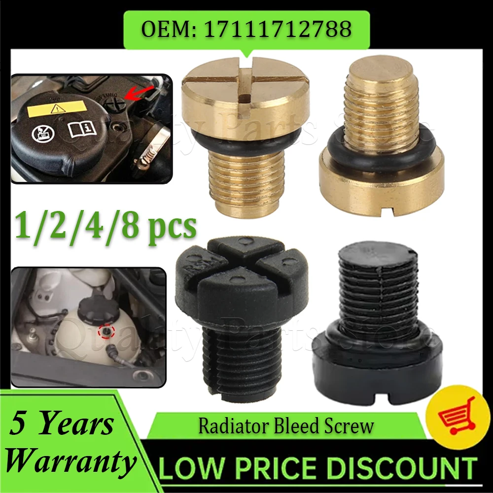1/2/4/8PCS Radiator Overflow Coolant Expansion Tank Bleed Screw For BMW E36 E39 E46 E90 Car Accessories 17111712788