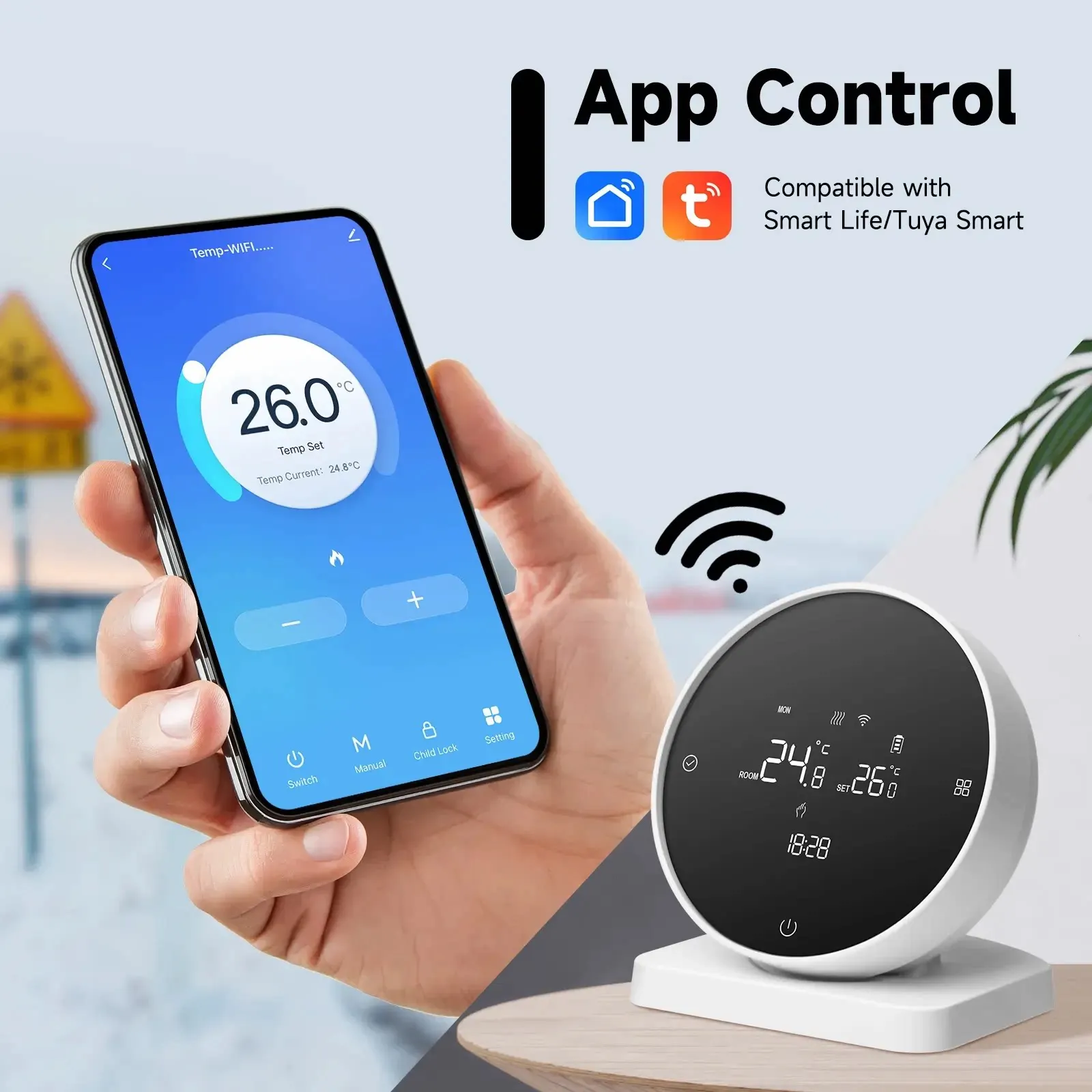 Tuya RF433 Wireless WiFi Thermostat Gas Boiler Heating Battery Temperature Controller Alexa Google Alice