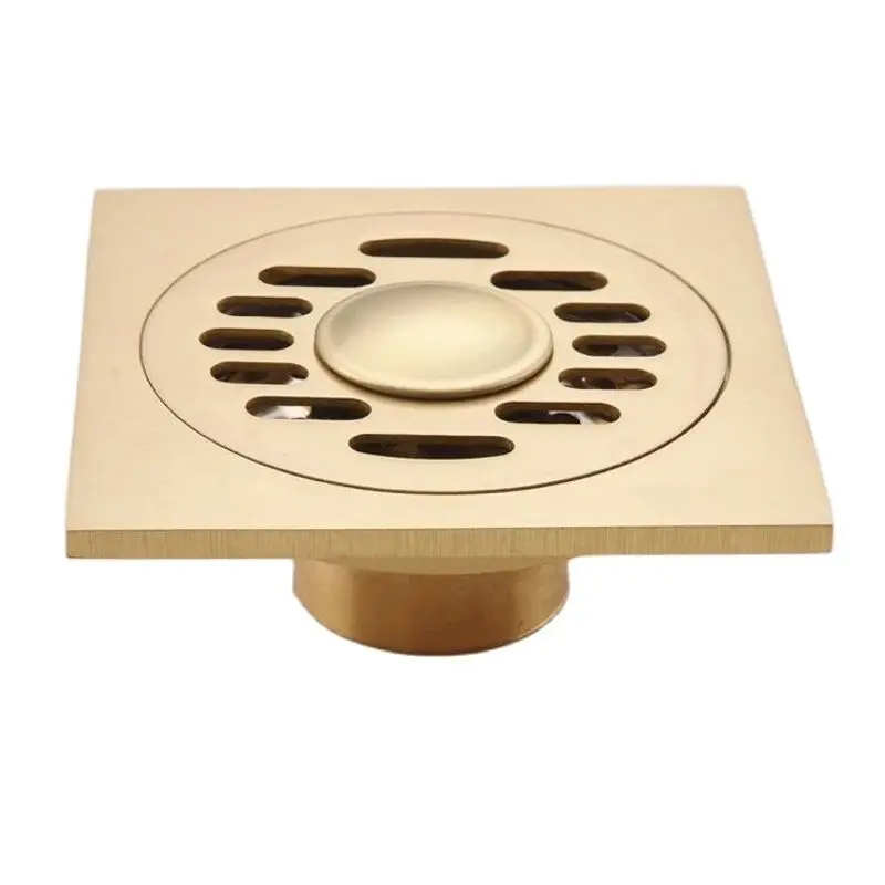 1pc Kitchen Drain and Bathroom Shower Drain Floor Drain Waste Gold Shower Drainage 10*10cm Square Drain Shower Waste