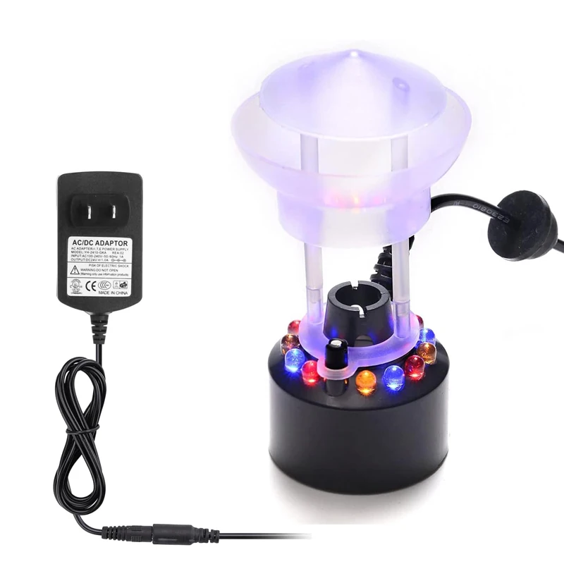 Mist Maker 12 LED Mister Fogger Water Fountain Pond Fog Machine Electric Ultrasonic Atomizer Air Humidifier with Splash Guard