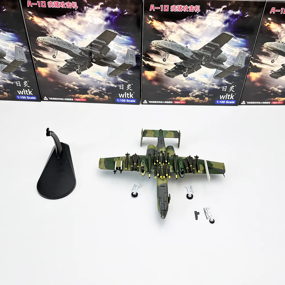 1/100 Scale US A-10A Warthog Saber Camouflage Paint Job A10 Combat Attack Military Aircraft Model Children Toy Planes Collection