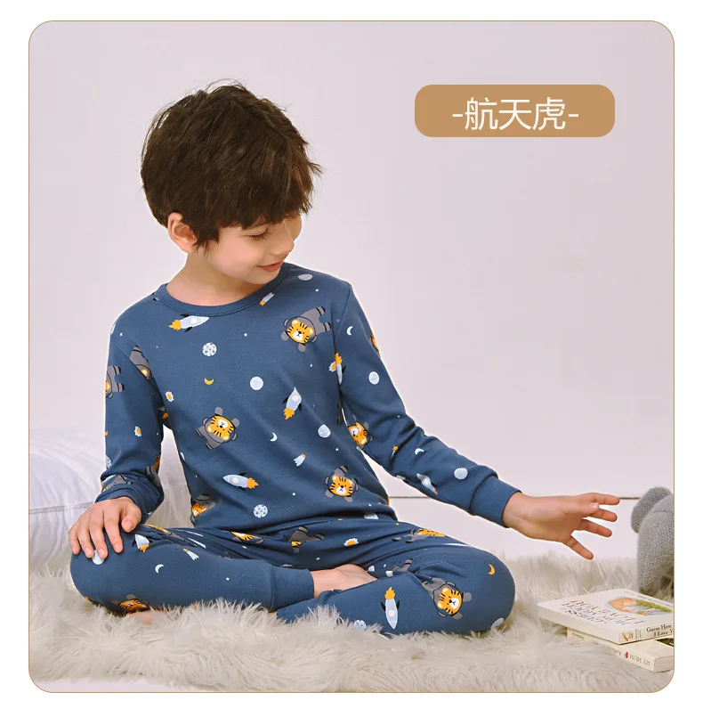 Boys Pajamas Sets 2 to 3 4 5 6 7 8 9 10 11 12 13 Years Cotton Soft Long Sleeve Toddler Boy Pijamas Set Blue Astronaut Pyjamas