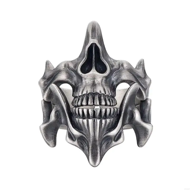 Versatile Fashion Skull Rings Accessory Retro Goth Men's Skull Rings in Silver Black Punk Inspired Finger Decoration