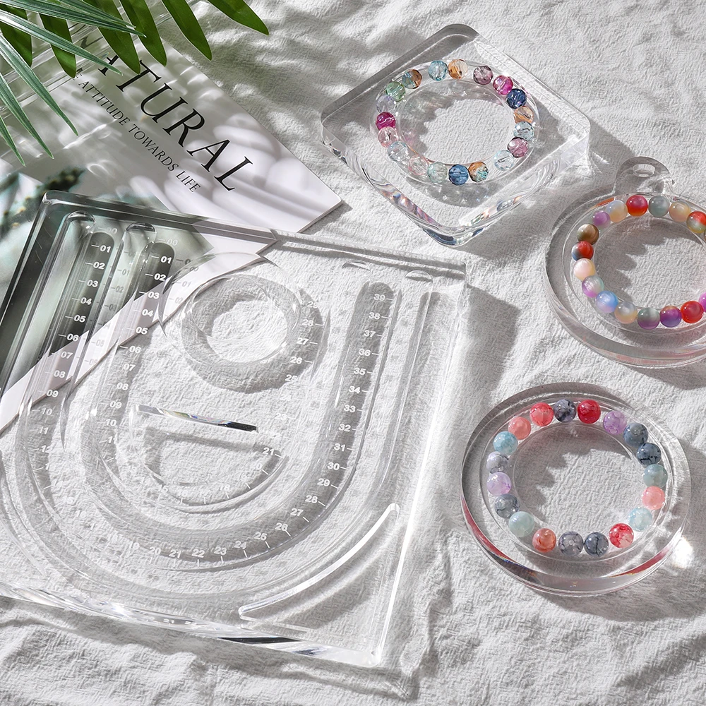 

Acrylic Flocked Beading Tray DIY Bracelet Necklace Jewelry Making Findings Bead Organizer Transparent Bead Board Measuring Tool
