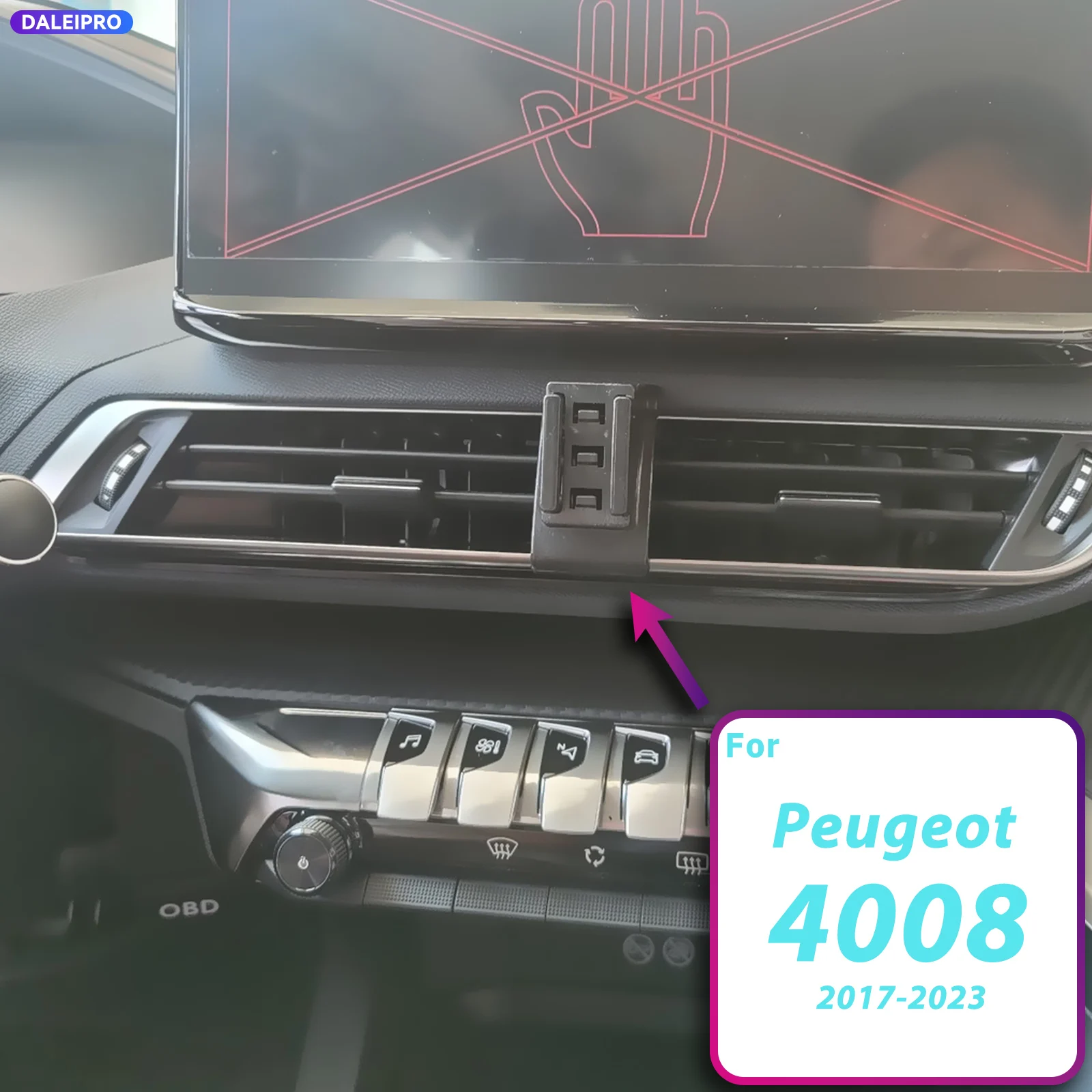 For Peugeot 3008 4008 5008 2017-2023 Vehicle-Specific Phone Holder Base Smart Car Phone Mount 66W Charging Holder Accessories