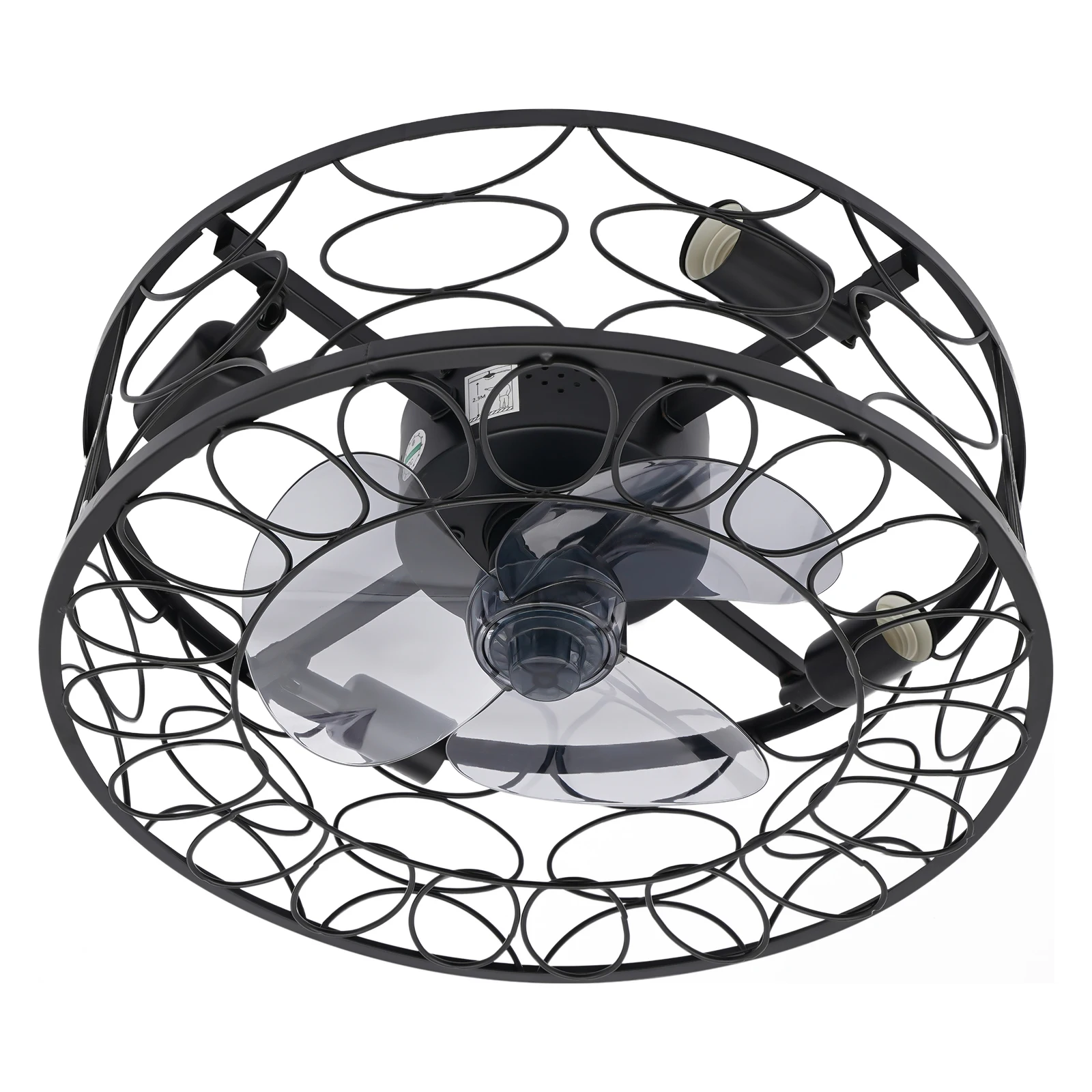 18 Inch Fan Light LED Cage Chandelier Lamp +Remote Control Ceiling Fan With Light Retro metal Fan Light  Gear Wind Black