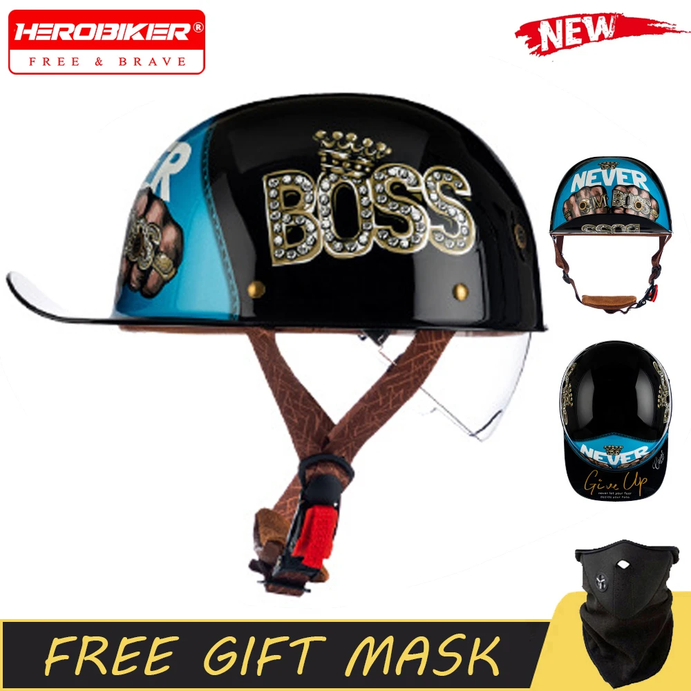 

Moto Half Helmet Retro Motorbike Half Helmet Anti FallMotorcycle Helmet Men DOT Certification Protective Equipment