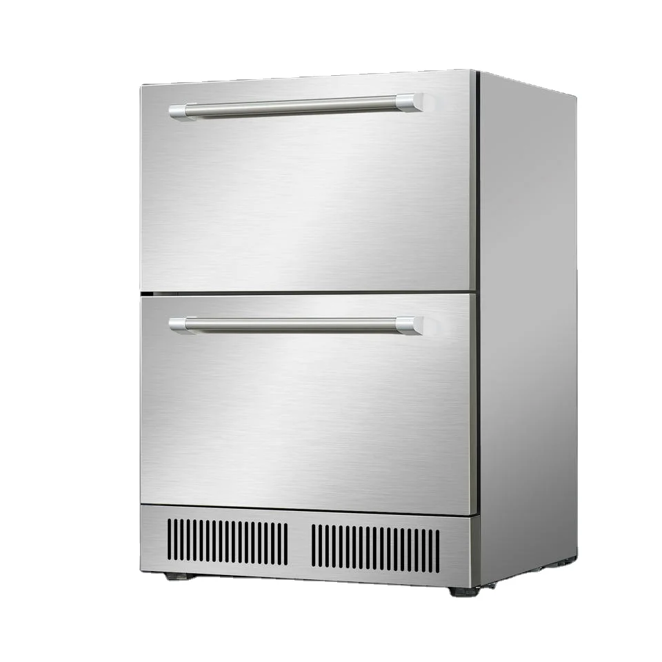 NE-359 Dual Zone Temperature Control Digital Display Stainless Steel Under Counter Bar Fridge Drawer Refrigerator