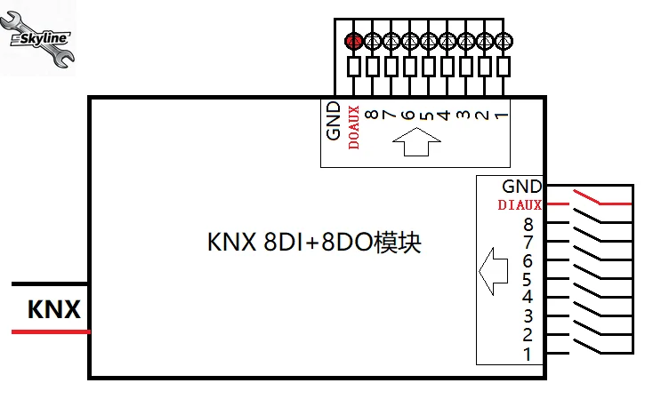 KNX 8DI+8DO Input Output Module H8I8O, 8-Ch Binary Input & 8-Channel Output Controller, DIN Rail