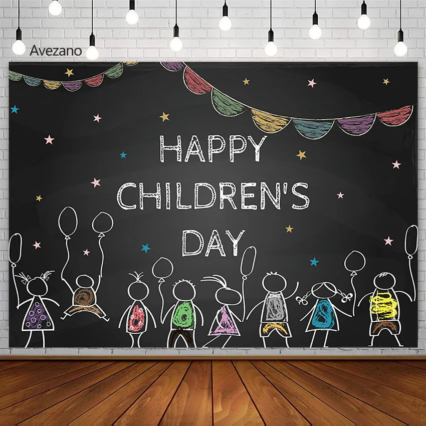 Happy Children's Photography Background Child Festival Party Blackboard Banner Backdrops Decor For Photo Studio Photozone Prop