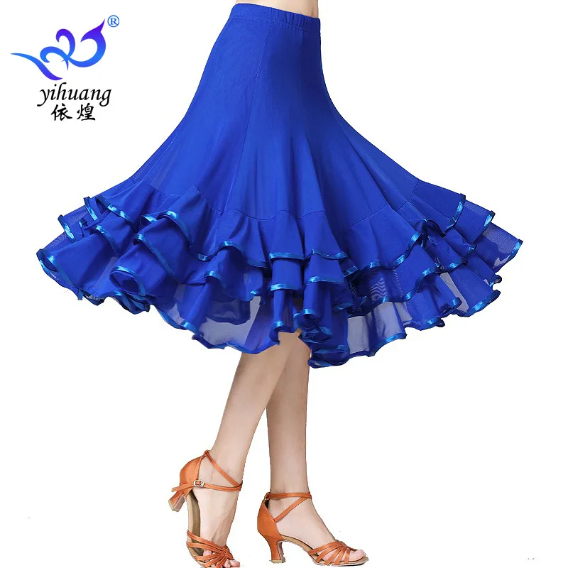 1pcs/lot woman solid Ballroom Waltz Dance ruffles Skirt Modern Tango skirt