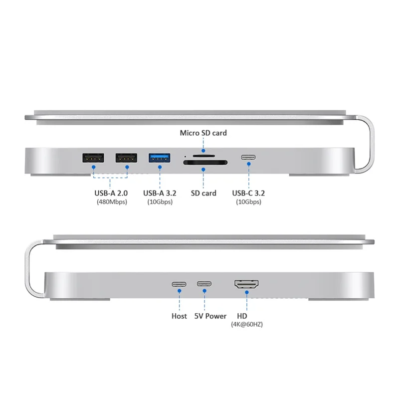 타입C USB C 허브 하드 드라이브 인클로저 도킹 스테이션 NVME M.2 SSD 케이스 4K 지원 맥 미니/맥 스튜디오 M1 M2용