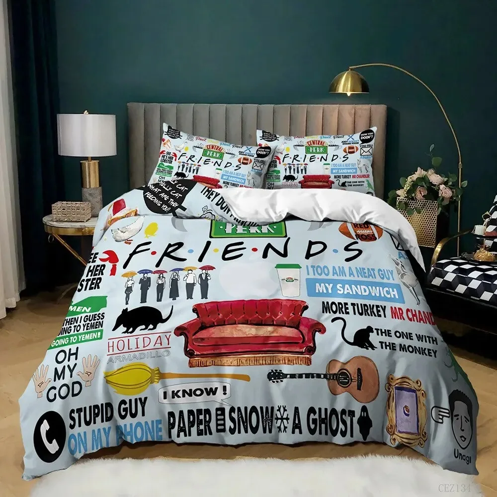 3D Printed Friends Tv Show Style Bedding Set Boys Girls Twin Queen Size Duvet Cover Pillowcase Bed Kids Adult Home Textileextile