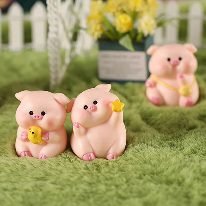 ตุ๊กตาหมูจิ๋วแสนน่ารักขนาดเล็กรูปสัตว์อุปกรณ์ประดับตกแต่งในสวนแบบมอสตกแต่งบ้านภูมิทัศน์ขนาดเล็ก