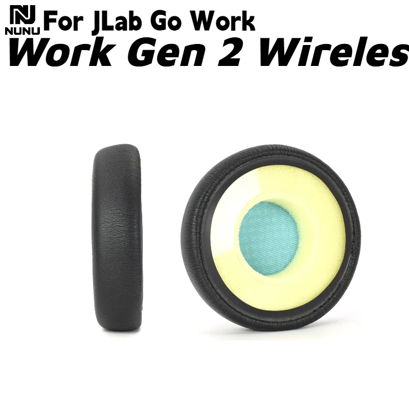 Replacement Protein Leather Ear Cushions for JLab Go Work / Work Gen 2 Wireless Headphones, Soft Memory Foam Repair Parts