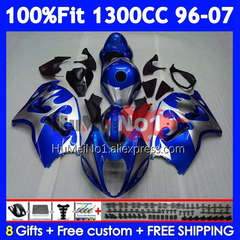 Fairing For SUZUKI Hayabusa GSXR-1300 GSXR 1300 CC White blue 125No.298 GSXR1300 1996 1997 1998 1999 2000 2001 02 03 04 05 06 07