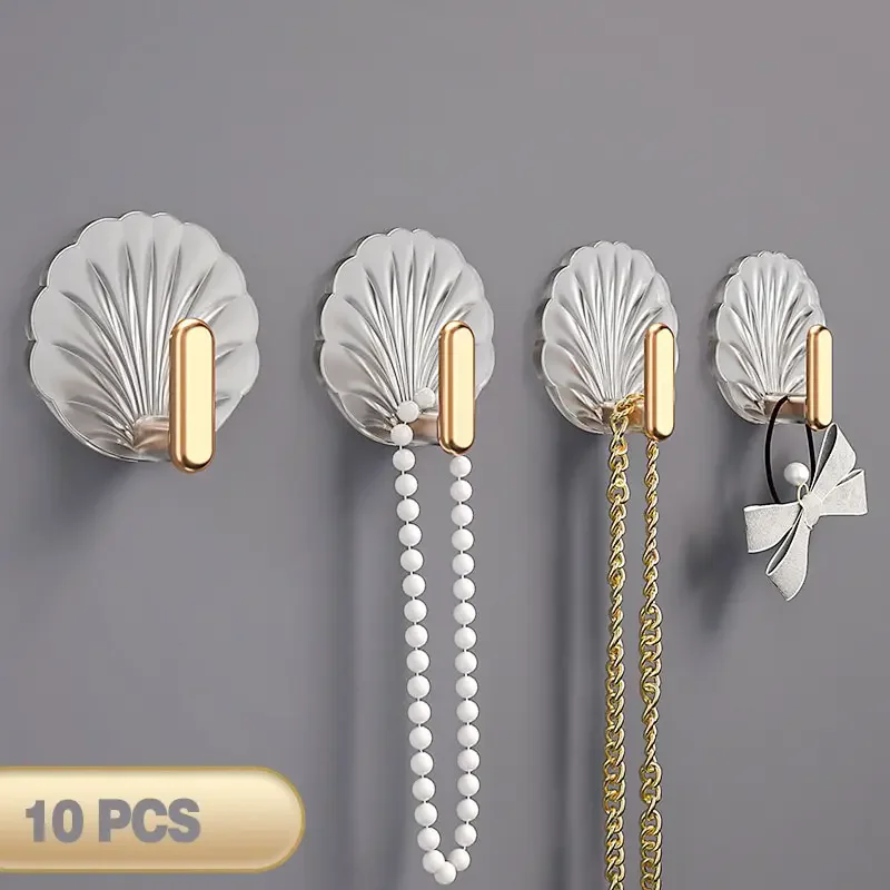10 Stück Muschel form Wand haken Küche Bad Multifunktion stanz frei Haken Kleiderbügel Home Decoration Paste Stil Haken